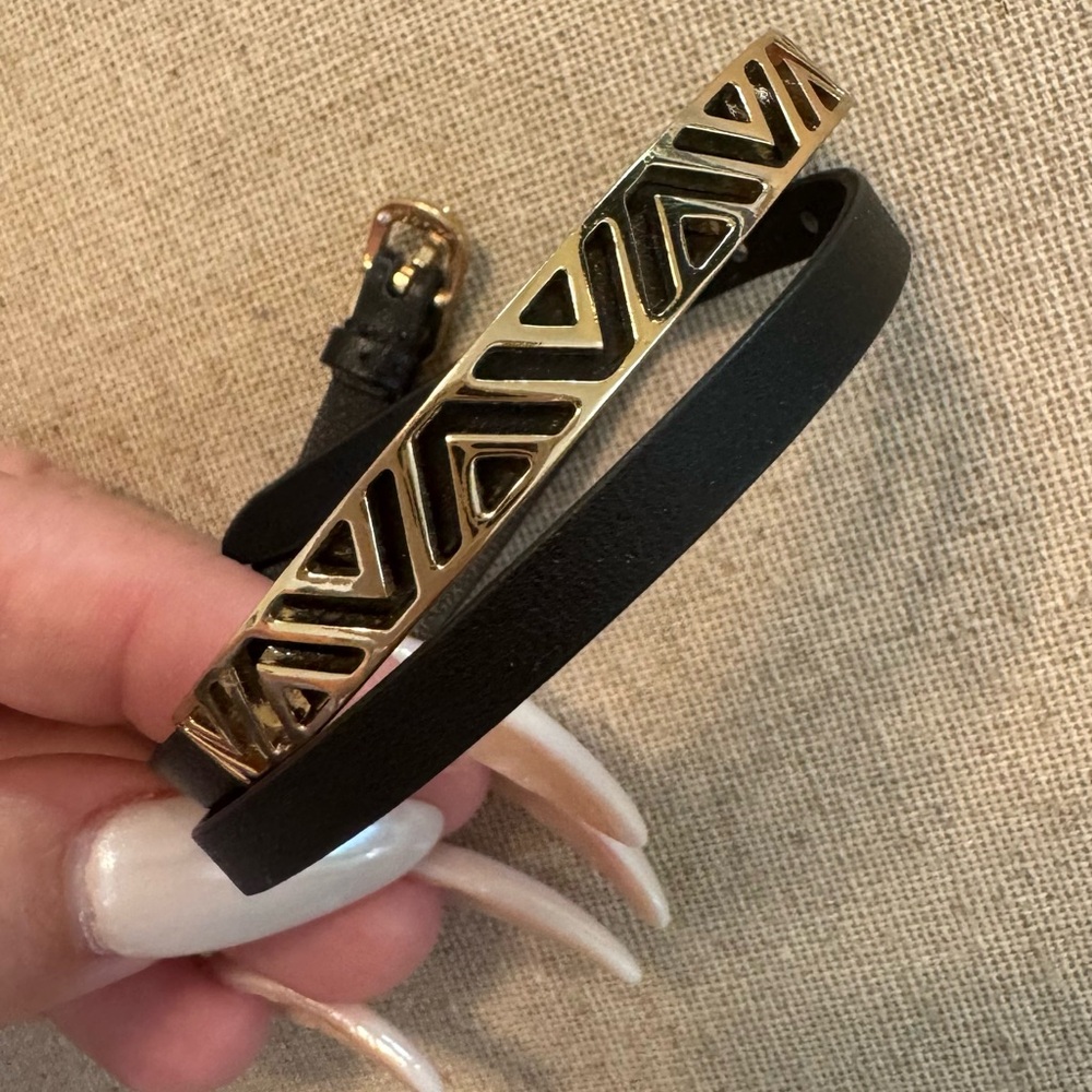 Stella & Dot Black and Gold Geometric Bracelet